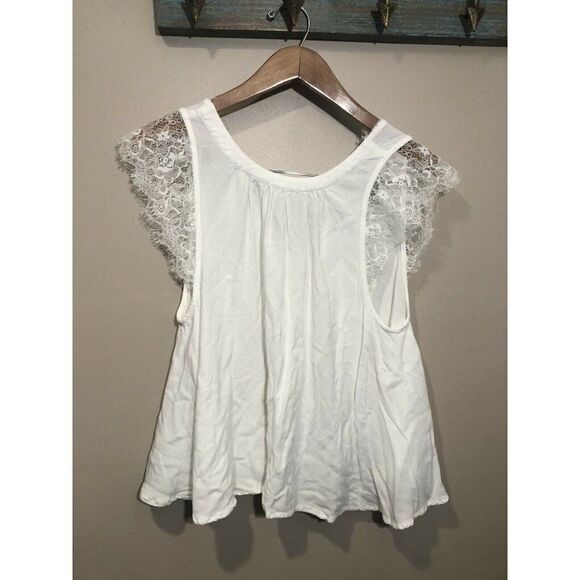 Free People Womens Movin On You OB670220 Top Wide Lace Size Small White - Picture 4 of 6